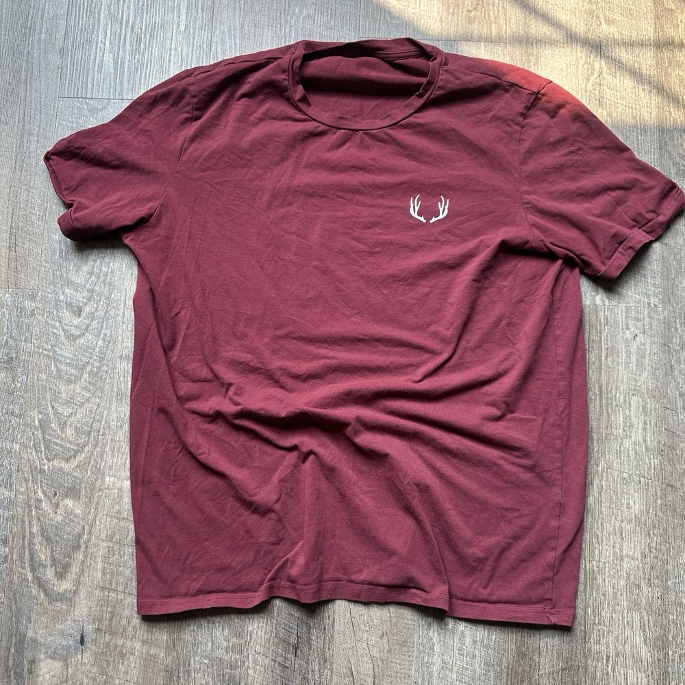 Men's Bucked Up Shirt Gym Size L Wine Red  Zyzz David Laid Alex Eubank Golds Gym